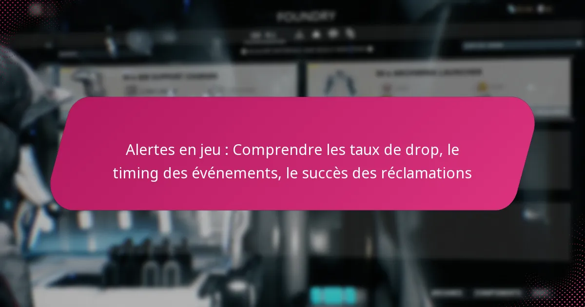 Alertes en jeu : Comprendre les taux de drop, le timing des événements, le succès des réclamations